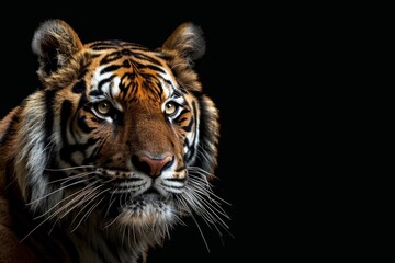 Fototapeta premium Tiger facing forward black