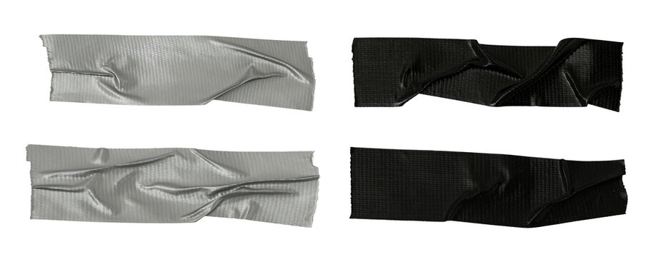 adhesive black tape PNG isolated on transparent background, Set of different black sticky tapes isolated on a white background	