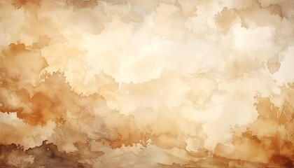 An abstract, watercolor-style painting, featuring warm shades of brown and cream. The artwork is textured and has a soft, diffused glow