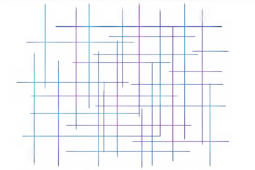 Abstract blue and purple intersecting lines creating grid pattern on transparent background