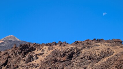 mountain landscape with blue sky, volcano, Teide