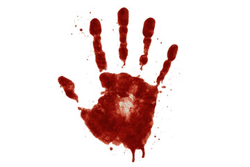 Blood handprint causing horror and violence, adding crime and scary themes for halloween projects
