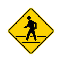 Pedestrian crossing road sign