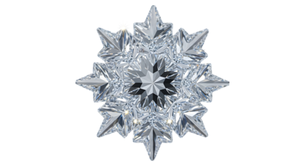 Isolated on transparent background, a beautiful crystal snowflake decoration