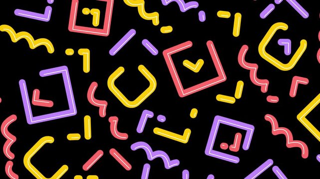 Bright and fun geometric shapes harmoniously working together to create a visually striking and abstract pattern