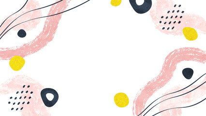 水彩とブラシの春の背景フレーム（お祝い事のシンプルかわいい飾り枠）