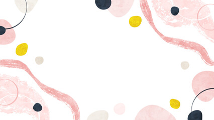 水彩とブラシの春の背景フレーム（お祝い事のシンプルかわいい飾り枠）