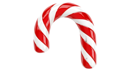 Red and white striped candy cane isolated on transparent background