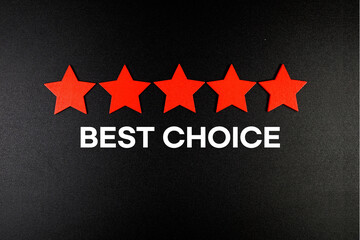 Best Choice text with five star on black background