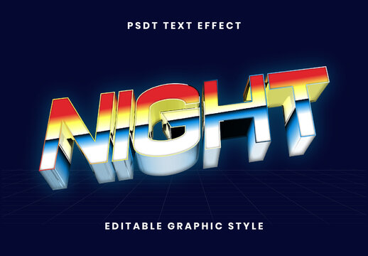 Colorful Retro 80s Futuristic Text Effect Gradient Chrome 3D Font