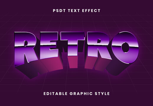 Purple Retro 80s Futuristic Text Effect Gradient Thick 3D Font