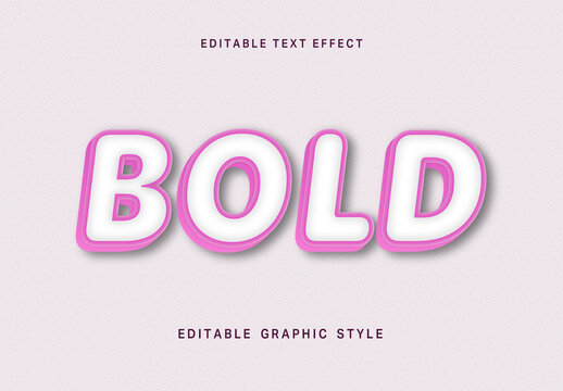 White And Pink Bold 3D Text Effect Rounded Outline Font