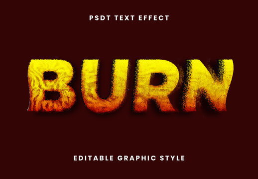 Yellow Realistic Burning Fire Text Effect Hot Grunge Bold Font
