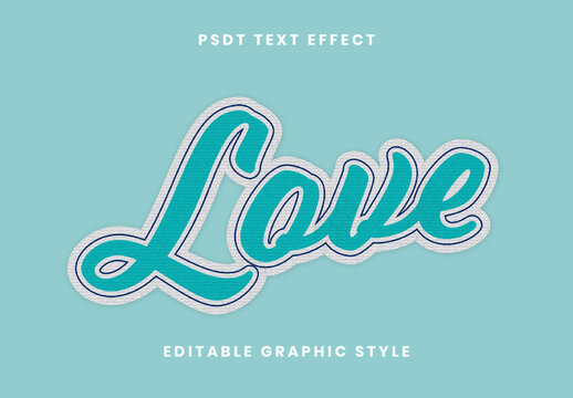 Blue and White Sticker Text Effect Embroidered Script Font