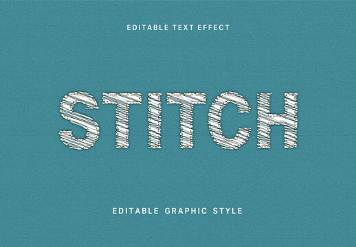 White Embroidery Text Effect Hand Drawn Thread Bold Font