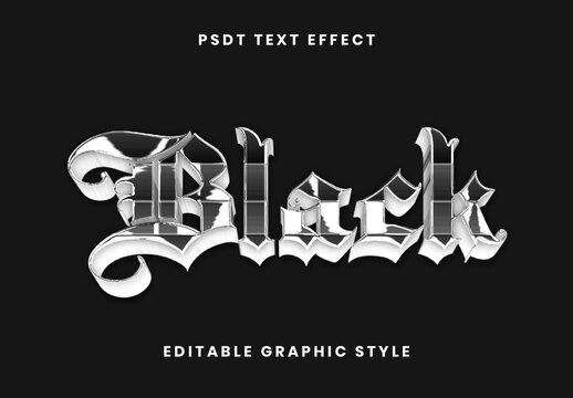 Silver Dark Chrome Text Effect Gothic Medieval 3D Font