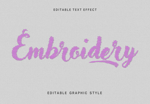 Pink Embroidery Text Effect Script Handmade Font