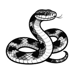 Fototapeta premium Black and white halftone snake illustration in vintage engraving style. Retro dotted reptile drawing for tattoo, poster or wildlife design.