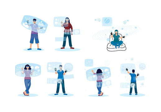 Colorful Augmented Reality Technology Illustration Set