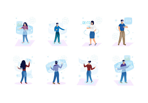 Colorful Augmented Reality People Illustration Set