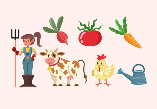 Farm Agriculture Illustration Set