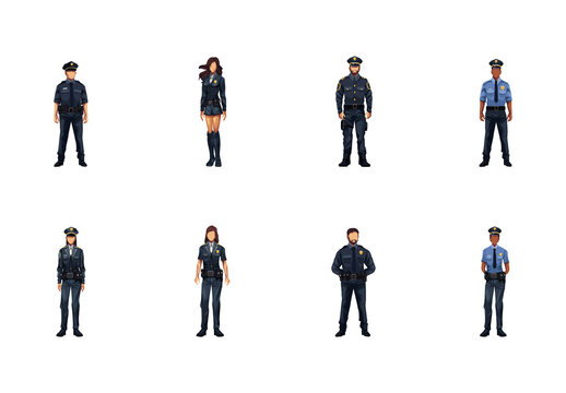 Police Officer Character Illustration Set