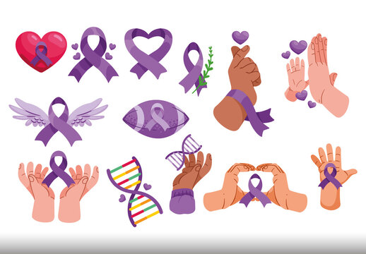 Colorful Rett Syndrome Awareness Ribbon Illustration Set