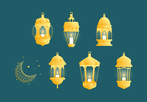 Islamic Lantern Ornamental Ramadan Illustration Set