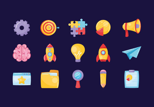 Colorful Start Up Innovation Illustration Set