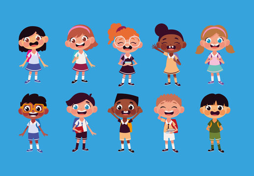 School Kids Illustration Set