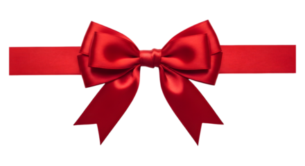 A beautiful red satin ribbon isolated on transparent background for decoration