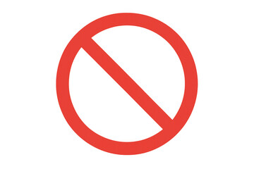 Red prohibition sign symbol for stopping access, denying entry, banning activity, or cancelling action on a transparent background
