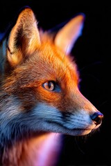 Fototapeta premium Vibrant fox portrait with dramatic lighting