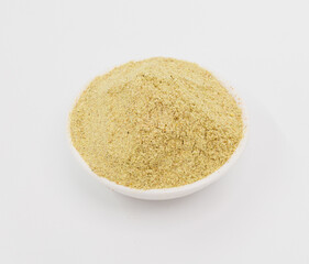 Yellow Ground Spice Powder in White Bowl — Fresh Flavorful Ingredient for Cooking and Cooking, Culinary Use