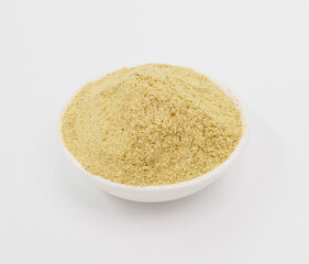 Yellow Ground Spice Powder in White Bowl — Fresh Flavorful Ingredient for Cooking and Cooking, Culinary Use