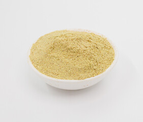 Yellow Ground Spice Powder in White Bowl — Fresh Flavorful Ingredient for Cooking and Cooking, Culinary Use