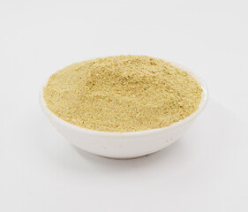 Yellow Ground Spice Powder in White Bowl — Fresh Flavorful Ingredient for Cooking and Cooking, Culinary Use