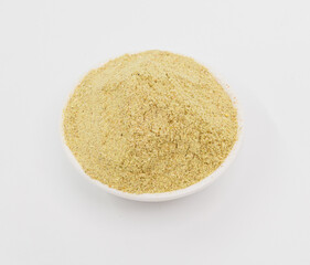 Yellow Ground Spice Powder in White Bowl — Fresh Flavorful Ingredient for Cooking and Cooking, Culinary Use