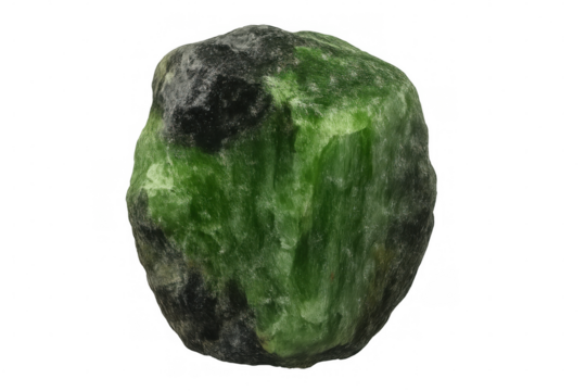 Raw jadeite mineral specimen, rough green nephrite stone, uncut gemstone rock, geology and jewelry concept