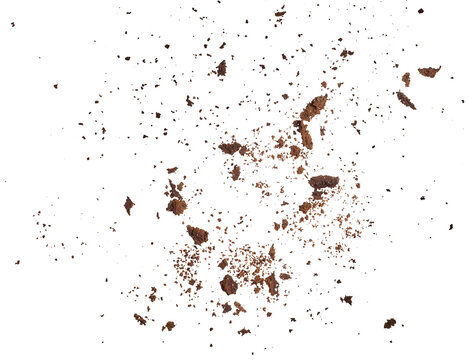 Spilled ground coffee on isolated background