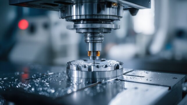 Closeup of artisan operating CNC machining equipment shaping precise custom components for innovative design projects in a modern digital fabrication workshop.