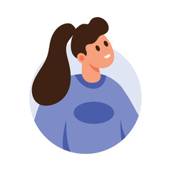 Isolated flat portrait of a smiling young woman for influencer or social media profile vector illustration