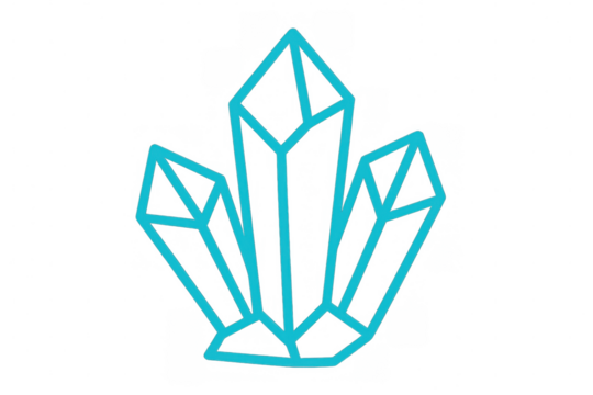 Geometrical crystal line art illustration depicting gemstone mineral, showing abstract healing and meditation symbol icon