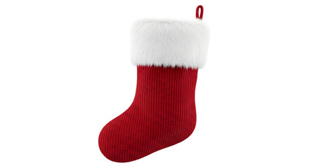 Red christmas stocking isolated on transparent background