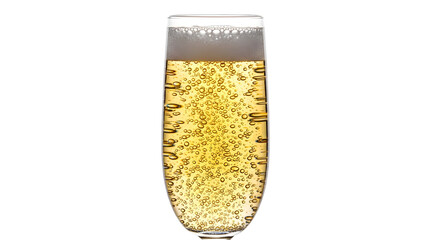 Champagne flute with bubbles isolated on transparent background