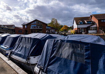Rental and hire day boats for rent moored on the River Bure in Wroxham, Norfolk Broads