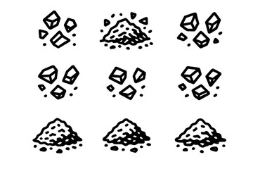 Various shapes of sugar cubes and granulated sugar displayed on a simple background