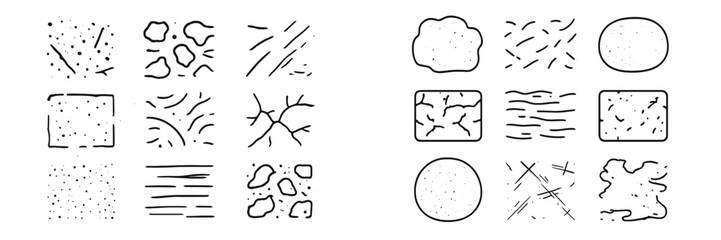 Diverse patterns and textures on a white background illustrating various artistic designs and styles for creative projects