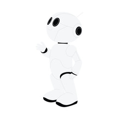 Cute futuristic chat robot character isolated on white background for technology and communication concepts vector illustration