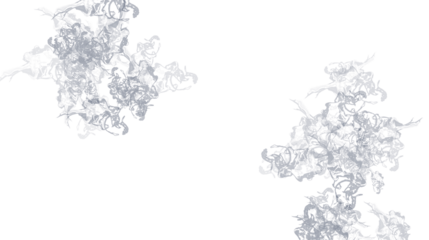 Set of black steam looking like smoke isolated on white background. Collection of clouds of black smoke.